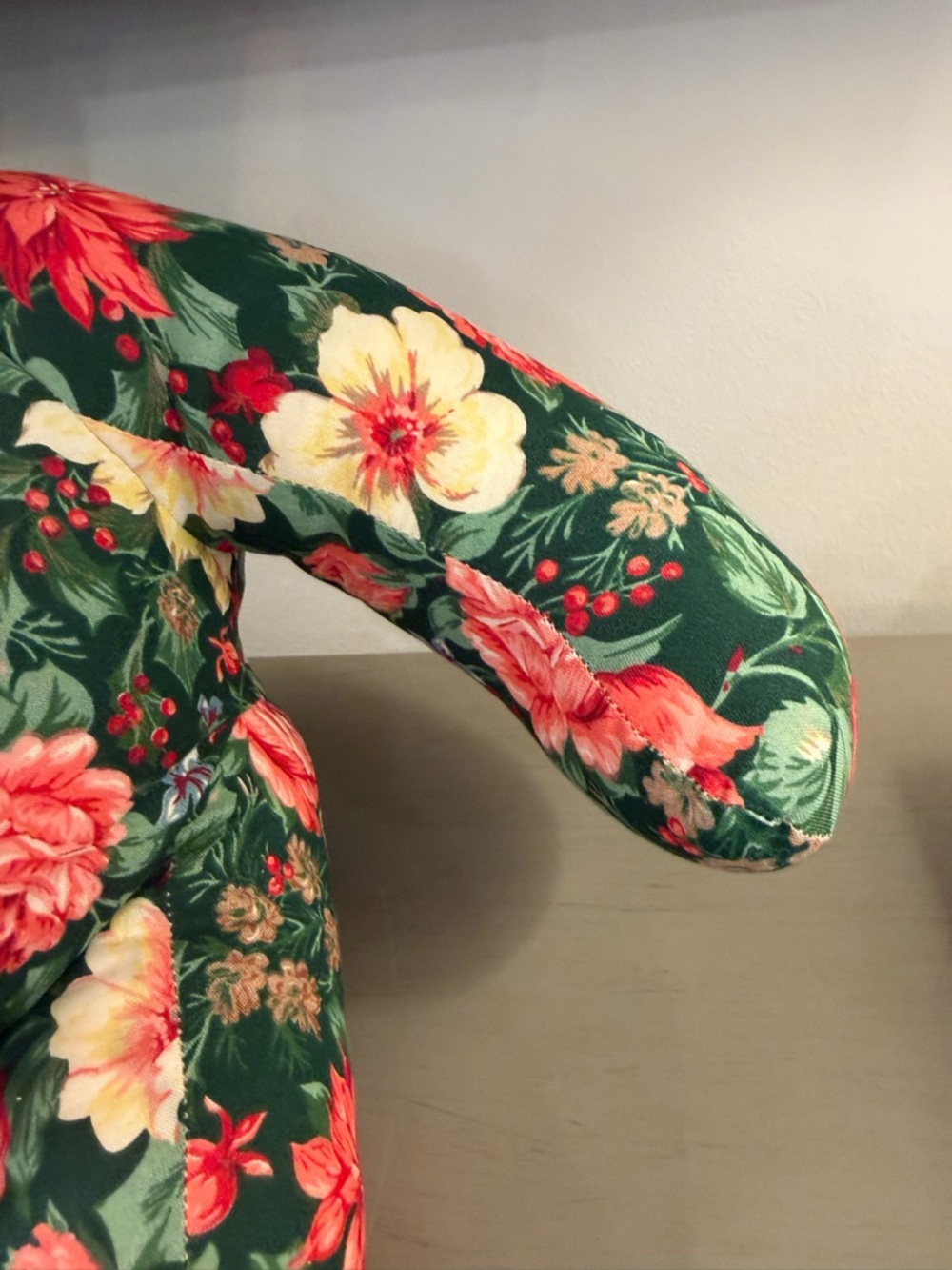 Vintage 80’s Fabric Bear Stuffed Teddy Plush Floral Chintz Grandmillennial - Picture 5 of 9